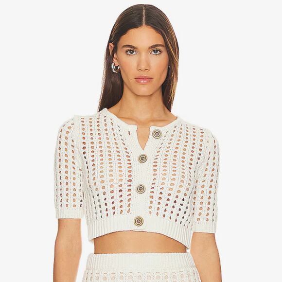 525 America Adele Cropped Short Sleeves Cardi Chalk size S - Picture 2 of 14